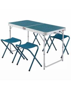 FOLDING CAMPING TABLE - 4 STOOLS - 4 / 6 PERSON QUECHUA